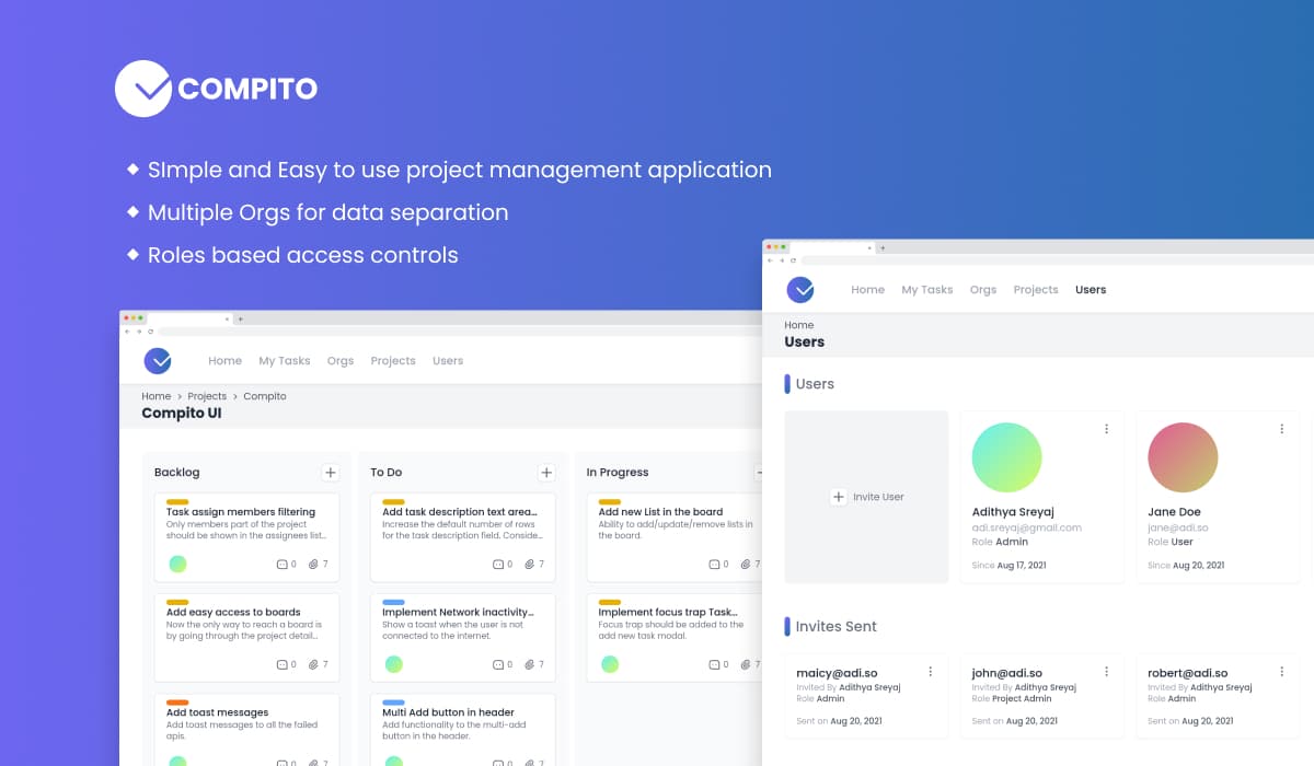 Compito - A project management app built using Angular, NestJs & Auth0